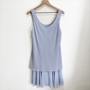 Vtg Ann Hobbs Dress Womens 14 Blue Tiered Feminine Soft Romantic Cottagecore